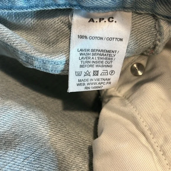 A.P.C. Petit New Standard Light Wash Straight Jeans Size 36 - Picture 9 of 9